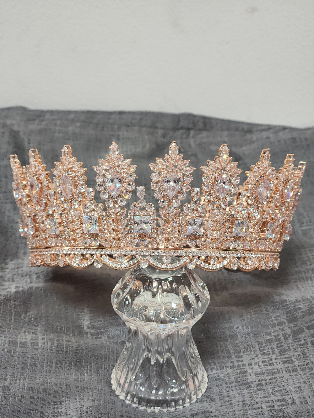 Rose Gold Crystal Pageant Crown Tiara